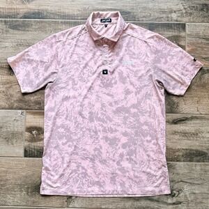 Bad Birdie Men's Rover Performance Pro Short Sleeve Golf Polo Shirt,Pink,M